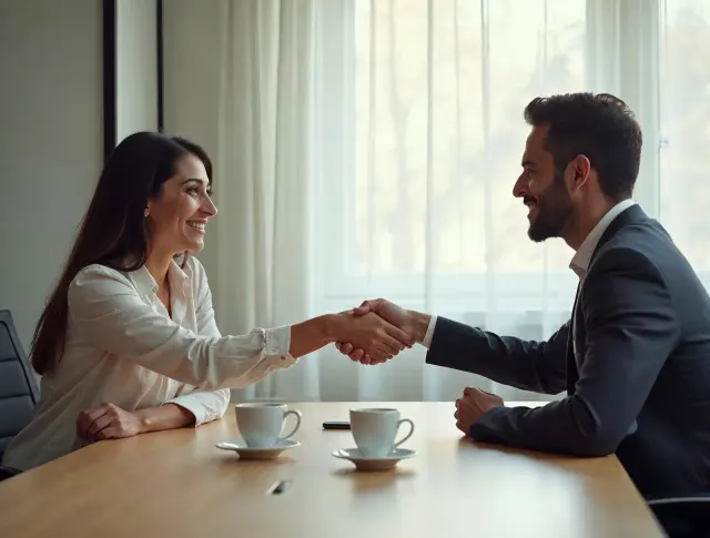 جلسه آشنایی و دست دادن با مشتری